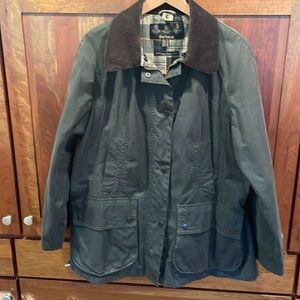 Barbour Wax Cotton Field Coat; Lined in original Barbour Tartan plaid flannel